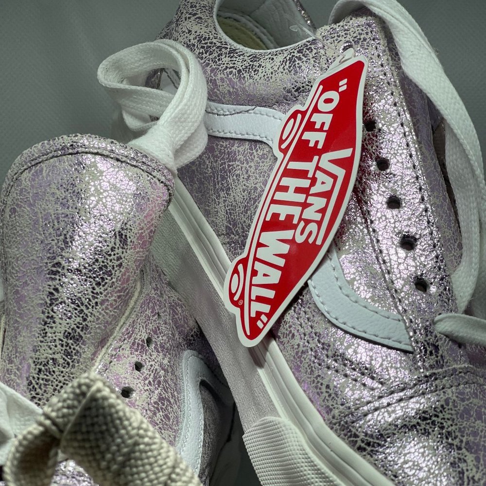Cracked Metallic Leather Textured Classic VANS in Light Purple NEW